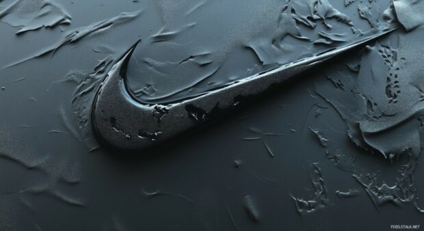 Nike 3D Wallpaper featuring a swoosh logo subtly embossed on a matte black surface.