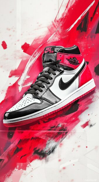 Nike Air Jordan sneakers displayed on a vibrant, Nike Phone wallpaper.