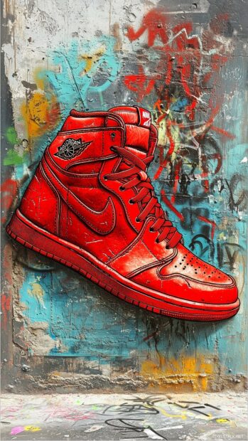 Nike Air Jordan sneakers with a stylish urban backdrop, 3D Nike Wallpaper.