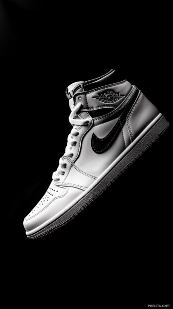 Nike Jordan sneakers with a high contrast black and white background.