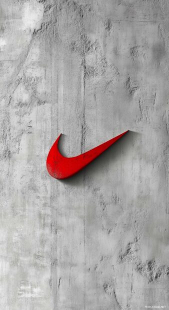 Nike Phone wallpaper HD with Nike logo in vibrant red on a neutral gray background, creating a striking contrast.