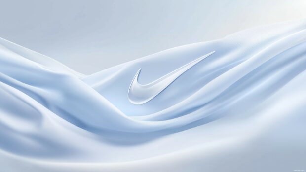 Nike Wallpaper 4K with a swoosh logo overlaid on a subtle gradient from light blue to white.