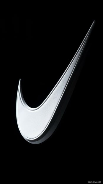 Nike logo Wallpaper in white on a matte black backdrop.