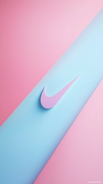 Nike logo displayed on a smooth pastel background.