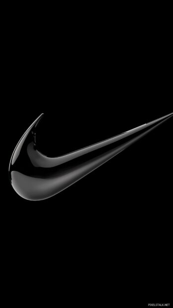 Nike logo in a bold, glossy finish on a pure black background.