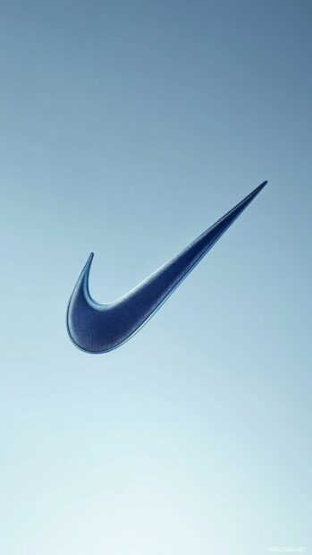 Nike logo in dark blue on a light blue gradient background.