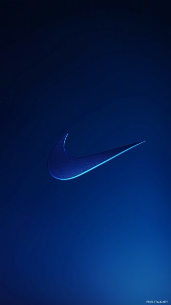 Nike logo in dark blue on a light blue gradient background for iPhone.