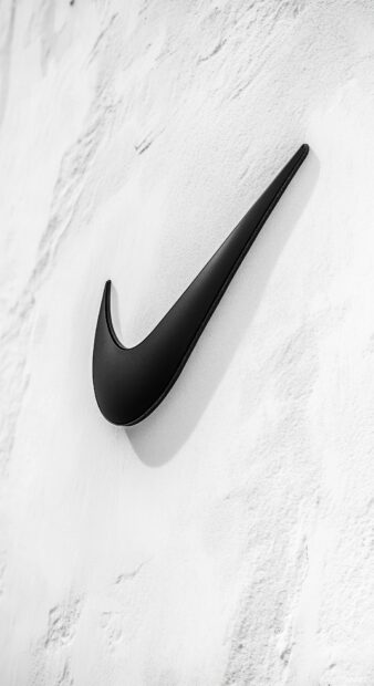 Nike logo in matte black on a clean white background with a subtle texture, Nike Phone wallpaper.