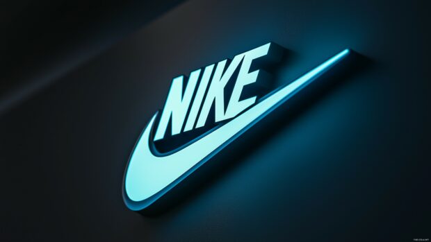 Nike logo wallpaper HD on a dark, matte background, with soft light focusing on the logo for a sleek and modern look.