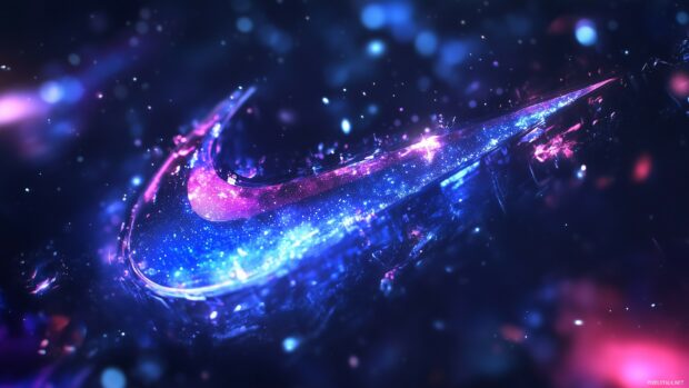 Nike logo with a galaxy pattern overlay.