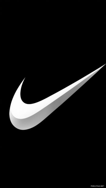 Nike logo with a high contrast, clean white design on a pitch black background.