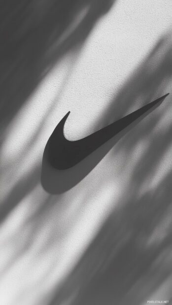 Nike logo with a shadow effect on a plain white background, best for mobile background.