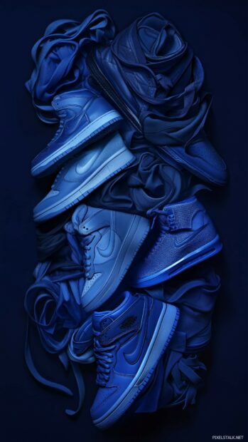 Nike sneakers wallpaper in blue color.