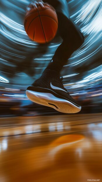 Nike wallpaper iPhone with Nike Basketball shoes in motion.