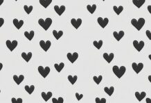 Outline style black hearts background.