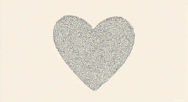 Outlined heart made of dotted lines.