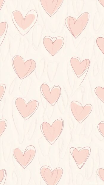 Outlined pink heart pattern on a light blush background.