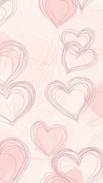 Outlined pink heart pattern on a light blush background.