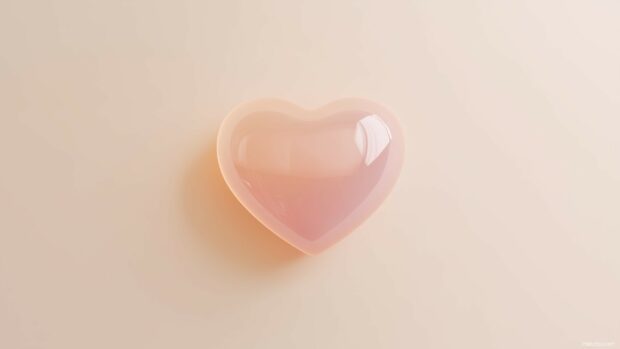 Pink heart with a subtle gradient effect, centered on a light beige background.