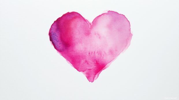 Pink watercolor heart on a crisp white canvas.