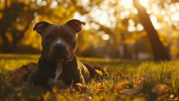 Pitbull dog desktop 2K QHD wallpaper.