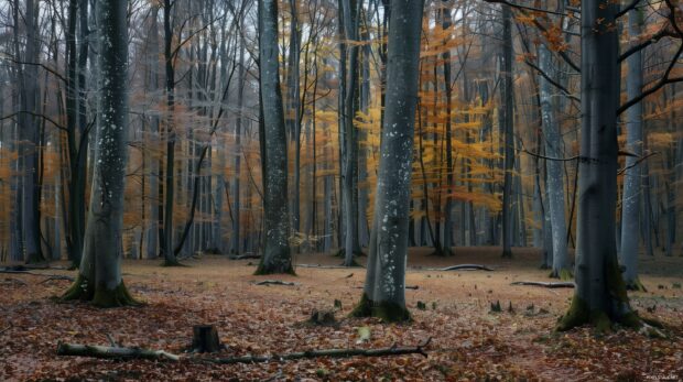 Scenic fall forest tree wallpaper with a variety of tree species.