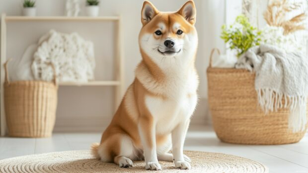 Shiba Dog 4K Wallpaper for desktop.