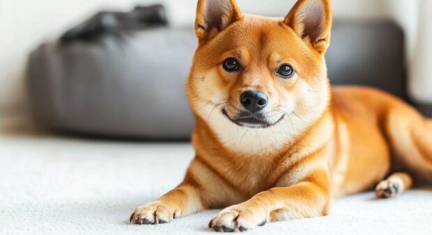 Shiba Inu dog in a relaxed pose.