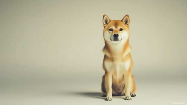 Shiba Inu dog sitting gracefully.