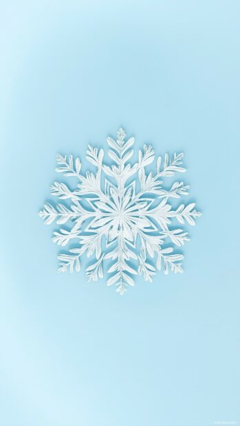 Simple Christmas wallpaper with a small, delicate snowflake design centered against a light pastel blue background, Simple style (2).