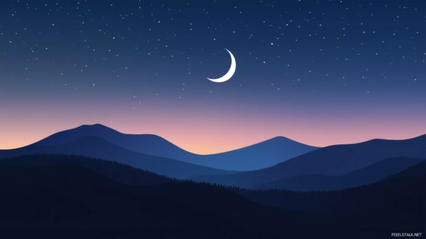 Simple Night Mountains Wallpaper HD for Desktop.