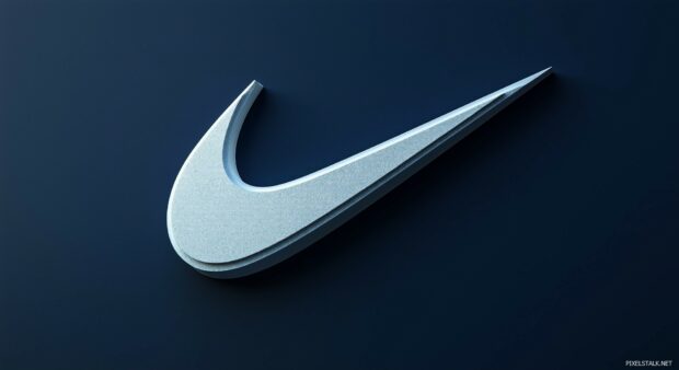 Simple Nike 3D Wallpaperwith a large white swoosh logo centered on a deep navy blue background.