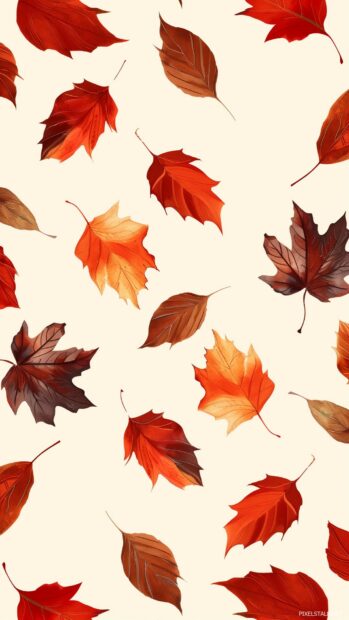 Simple fall leaves pattern with a neutral background.