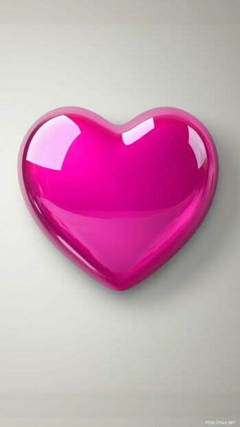 Single cute pink heart on a soft gray background.