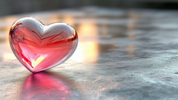 Single metallic pink heart desktop wallpaper.