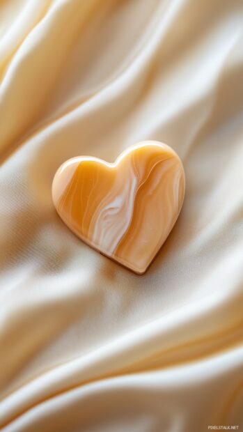 Small gold heart centered on a soft cream colored background.