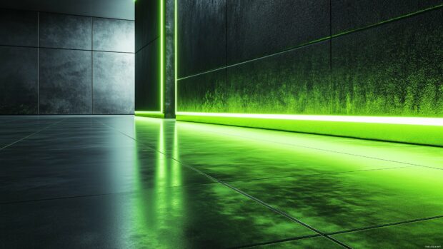 Smooth neon green 4K surface with glowing edges and a slight gradient.