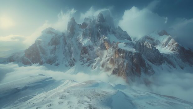 Snow Mountains Desktop HD Wallpaper.