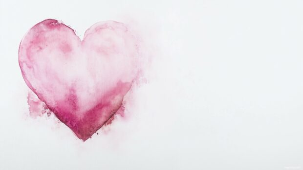 Soft pink watercolor heart HD desktop wallpaper.