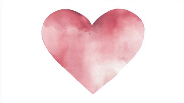 Soft pink watercolor heart on a crisp white canvas.