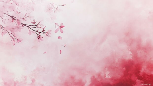 Spring Desktop Wallpaper with A blooming cherry blossom branch.