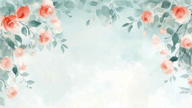 Spring Desktop Wallpaper with a soft watercolor floral pattern in pastel shades.