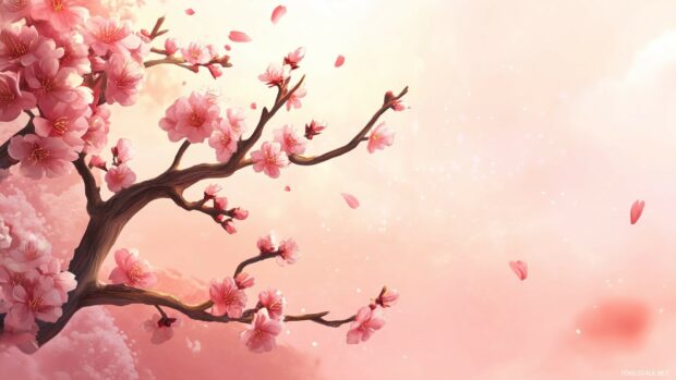 Spring Flower Wallpaper with a blooming cherry blossom branch.