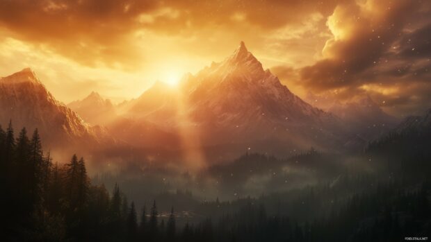 Sunset Mountain HD Wallpaper for Desktop.