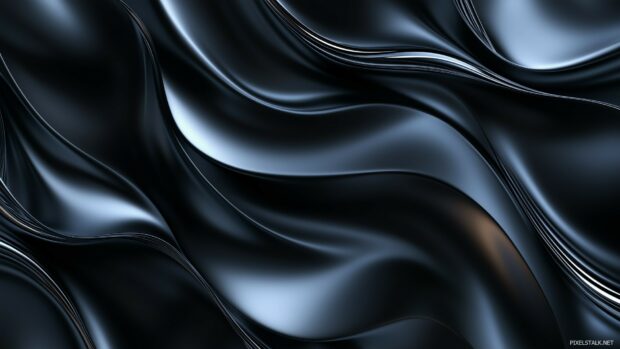 Swirling dark waves in an abstract wallpaper 1920x1080 with hints of deep blue and silver highlights, evoking a sense of mystery.