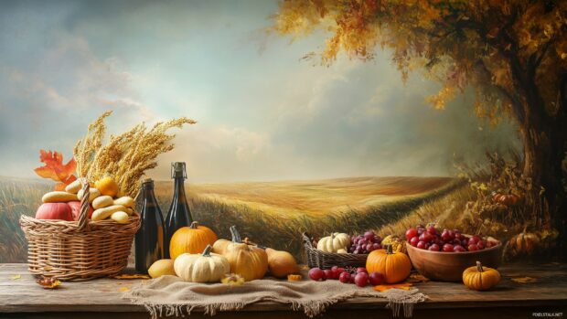 Thanksgiving Wallpapers with repeating fall motifs.