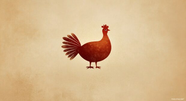 Thanksgiving with a minimalist design with a small turkey icon in the center and a smooth, soft colored background.