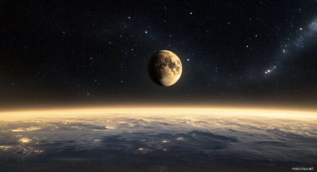 The moon and stars desktop wallpaper free download.