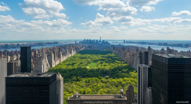 The view from the top of the Rockefeller Center, looking out over the city skyline.