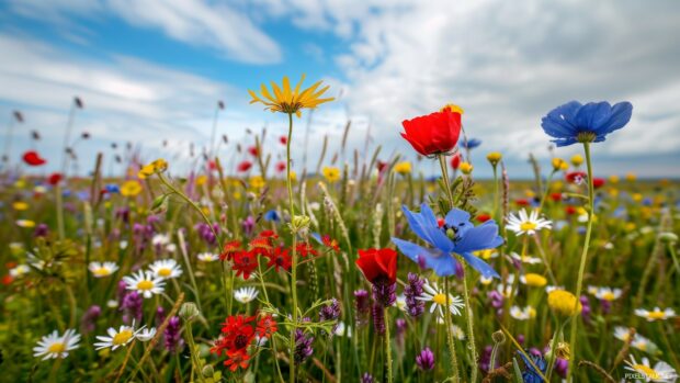 Wildflowers blooming in a spring landscape.